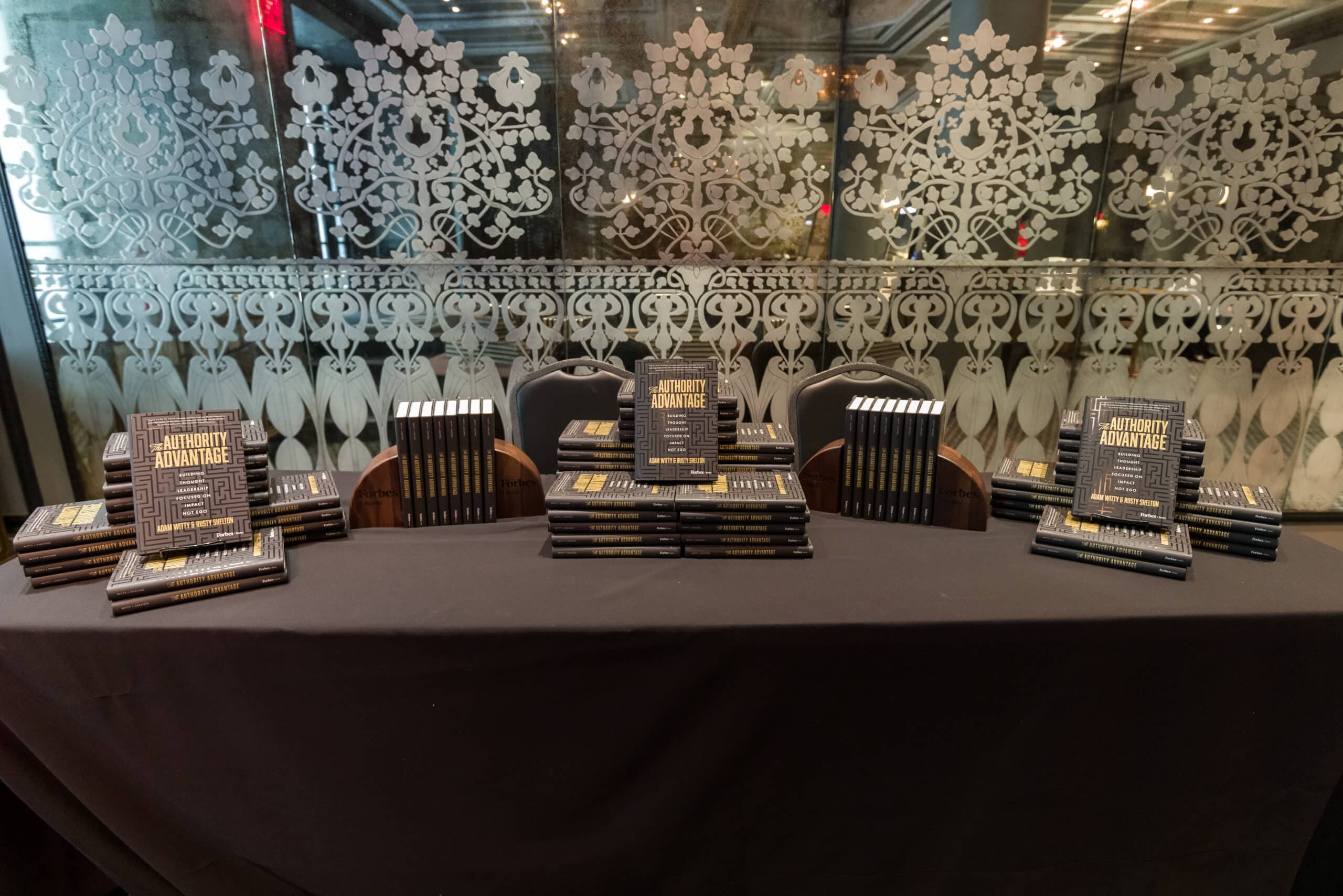 the authority advantage book on display at forbes on 5th event
